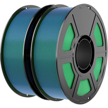 Load image into Gallery viewer, iWish3D Dual Color Silk PLA Filament 1.75mm 3D Printer Filament Bundle, 2kg Spool (4.4lbs), Dimensional Accuracy +/- 0.03 mm, Fit Most FDM 3D Printers (Silk Blue Green 2-Pack)
