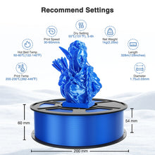 Load image into Gallery viewer, iWish3D Silk Blue PLA Filament 1.75mm, Shiny Silk PLA High Speed 3D Printer Filament, Dimensional Accuracy +/- 0.03mm, 1kg(2.2lb), Fits for Most FDM 3D Printers