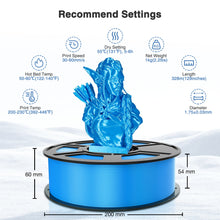 Load image into Gallery viewer, iWish3D Sky Blue Silk PLA Filament 1.75mm, Shiny Silk PLA 3D Printer Filament High Speed & Clog-Free, Dimensional Accuracy +/- 0.03mm, 1kg(2.2lb), Fits for Most FDM 3D Printers