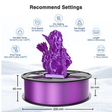 Load image into Gallery viewer, iWish3D Silk Purple PLA Filament 1.75mm, Shiny Silk PLA 3D Printer Filament High Speed & Clog-Free, Dimensional Accuracy +/- 0.03mm, 1kg(2.2lb), Fits for Most FDM 3D Printers