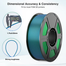 Load image into Gallery viewer, iWish3D Dual Color Silk PLA Filament 1.75mm 3D Printer Filament Bundle, 2kg Spool (4.4lbs), Dimensional Accuracy +/- 0.03 mm, Fit Most FDM 3D Printers (Silk Blue Green 2-Pack)