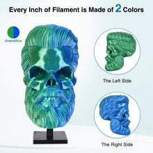 Load image into Gallery viewer, iWish3D Dual Color Silk PLA Filament 1.75mm 3D Printer Filament Bundle, 2kg Spool (4.4lbs), Dimensional Accuracy +/- 0.03 mm, Fit Most FDM 3D Printers (Silk Blue Green 2-Pack)