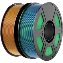 Load image into Gallery viewer, iWish3D Dual Color Silk PLA Filament 1.75mm 3D Printer Filament Bundle, 2kg Spool (4.4lbs), Dimensional Accuracy +/- 0.03 mm, Fit Most FDM 3D Printers (Gold Red + Blue Green)