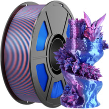 Load image into Gallery viewer, iWish3D Silk PLA 3D Printer Filament, Silk Dual Color Blue Rose Red PLA Filament 1.75+/-0.03mm, Shiny Coextrusion PLA Filament, Color Change 3D Printing Filament 1KG/2.2lb
