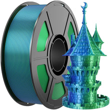 Load image into Gallery viewer, iWish3D Silk PLA 3D Printer Filament, Silk Dual Color Blue Green PLA Filament 1.75+/-0.03mm, Shiny Coextrusion PLA Filament, Color Change 3D Printing Filament 1KG/2.2lb
