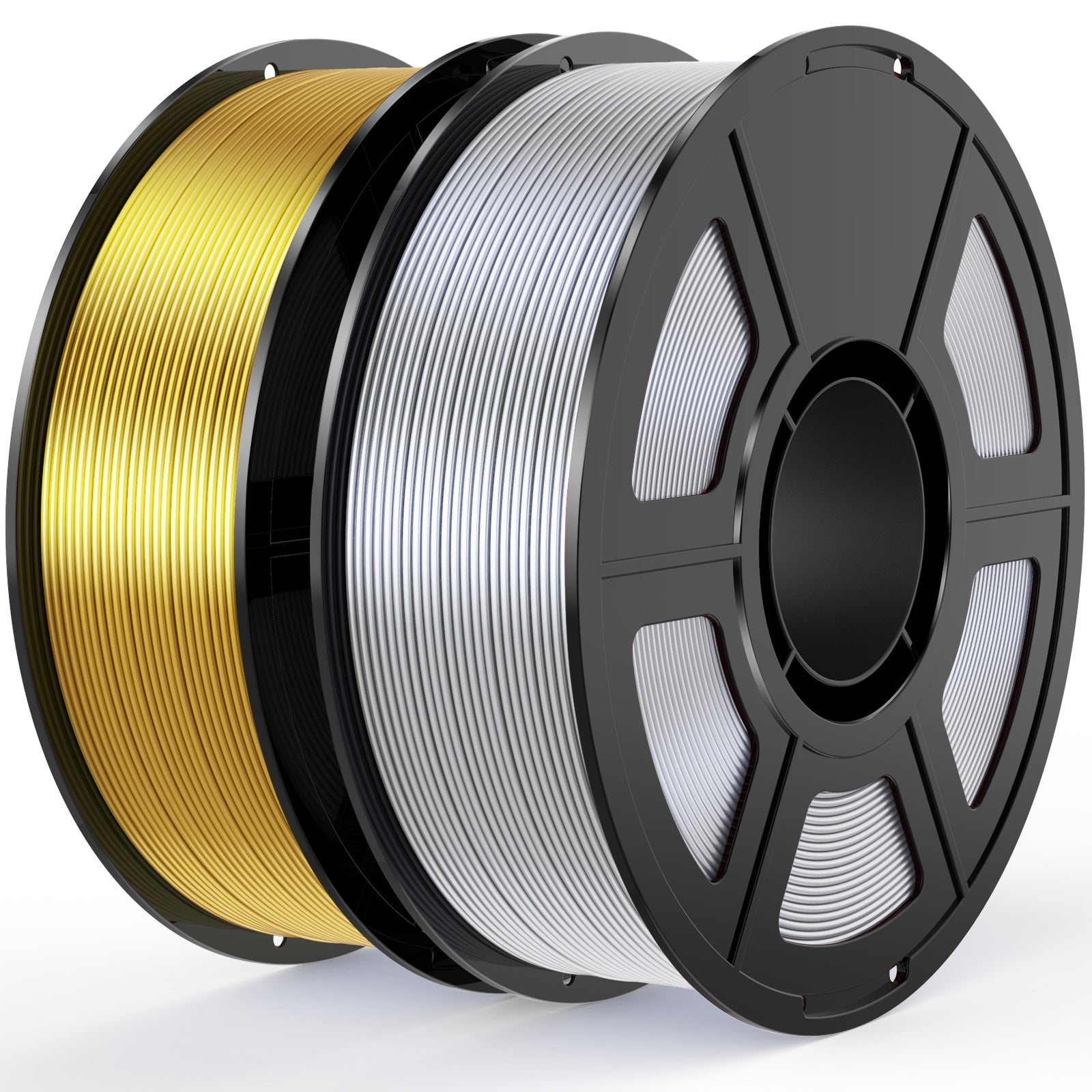 iWish3D Silk PLA Filament Bundle 1.75mm 3D Printer Filament 2-Pack, 2kg Spool (4.4lbs), Dimensional Accuracy +/- 0.03 mm, Fit Most FDM 3D Printer (Silk Gold+Silk Silver)