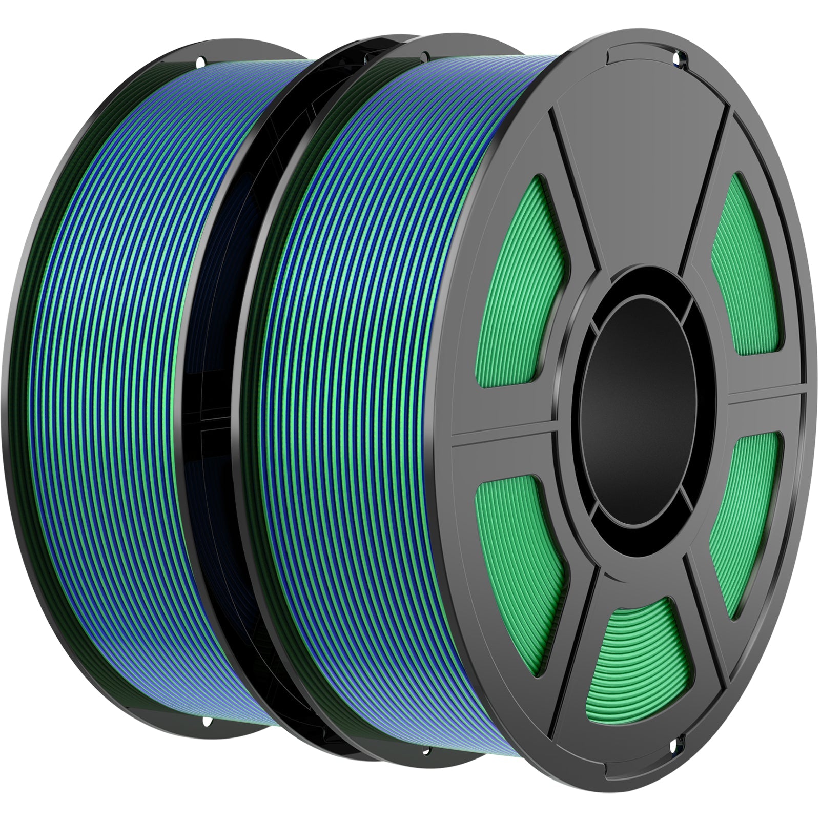 iWish3D Dual Color Silk PLA Filament 1.75mm 3D Printer Filament Bundle, 2kg Spool (4.4lbs), Dimensional Accuracy +/- 0.03 mm, Fit Most FDM 3D Printers (Silk Blue Green 2-Pack)