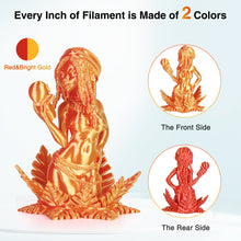 Load image into Gallery viewer, iWish3D Silk PLA 3D Printer Filament, Silk Dual Color Red Bright Gold PLA Filament 1.75+/-0.03mm, Shiny Coextrusion PLA Filament, Color Change 3D Printing Filament 1KG/2.2lb
