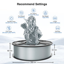 Load image into Gallery viewer, iWish3D Silk Silver Grey PLA Filament 1.75mm, Shiny Silk PLA 3D Printer Filament High Speed &amp; Clog-Free, Dimensional Accuracy +/- 0.03mm, 1kg(2.2lb), Fits for Most FDM 3D Printers
