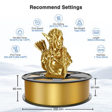 Load image into Gallery viewer, iWish3D Silk Gold PLA Filament 1.75mm, Shiny Silk PLA 3D Printer Filament High Speed &amp; Clog-Free, Dimensional Accuracy +/- 0.03mm, 1kg(2.2lb), Fits for Most FDM 3D Printers
