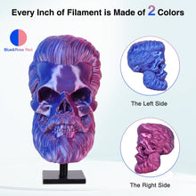 Load image into Gallery viewer, iWish3D Silk PLA 3D Printer Filament, Silk Dual Color Blue Rose Red PLA Filament 1.75+/-0.03mm, Shiny Coextrusion PLA Filament, Color Change 3D Printing Filament 1KG/2.2lb
