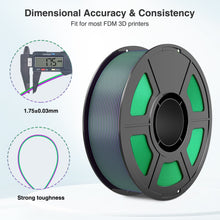 Load image into Gallery viewer, iWish3D Silk PLA 3D Printer Filament, Silk Dual Color Purple Green PLA Filament 1.75+/-0.03mm, Shiny Coextrusion PLA Filament, Color Change 3D Printing Filament 1KG/2.2lb
