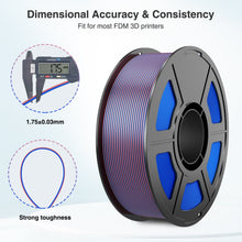 Load image into Gallery viewer, iWish3D Silk PLA 3D Printer Filament, Silk Dual Color Blue Rose Red PLA Filament 1.75+/-0.03mm, Shiny Coextrusion PLA Filament, Color Change 3D Printing Filament 1KG/2.2lb
