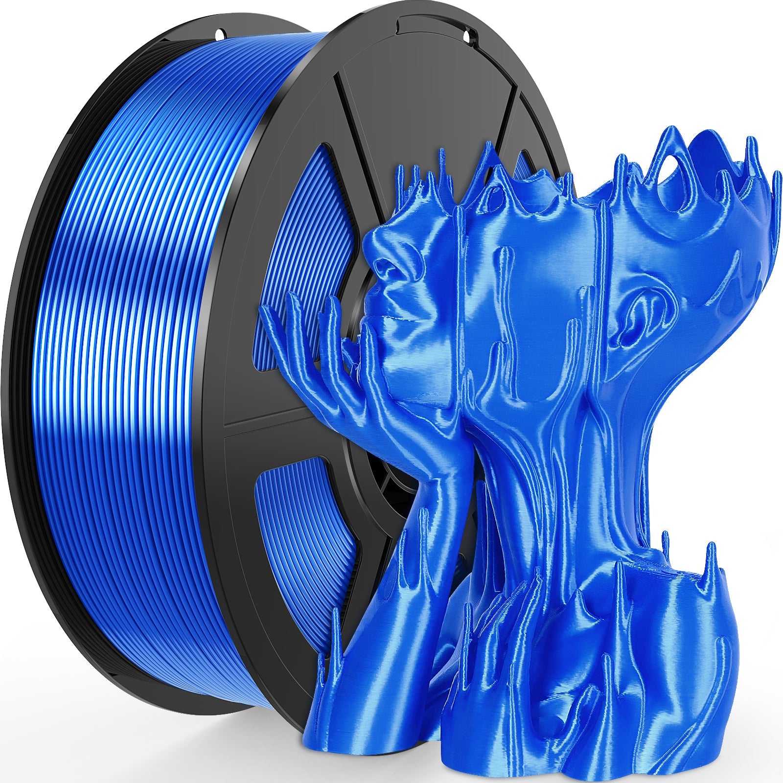 iWish3D Silk Blue PLA Filament 1.75mm, Shiny Silk PLA High Speed 3D Printer Filament, Dimensional Accuracy +/- 0.03mm, 1kg(2.2lb), Fits for Most FDM 3D Printers