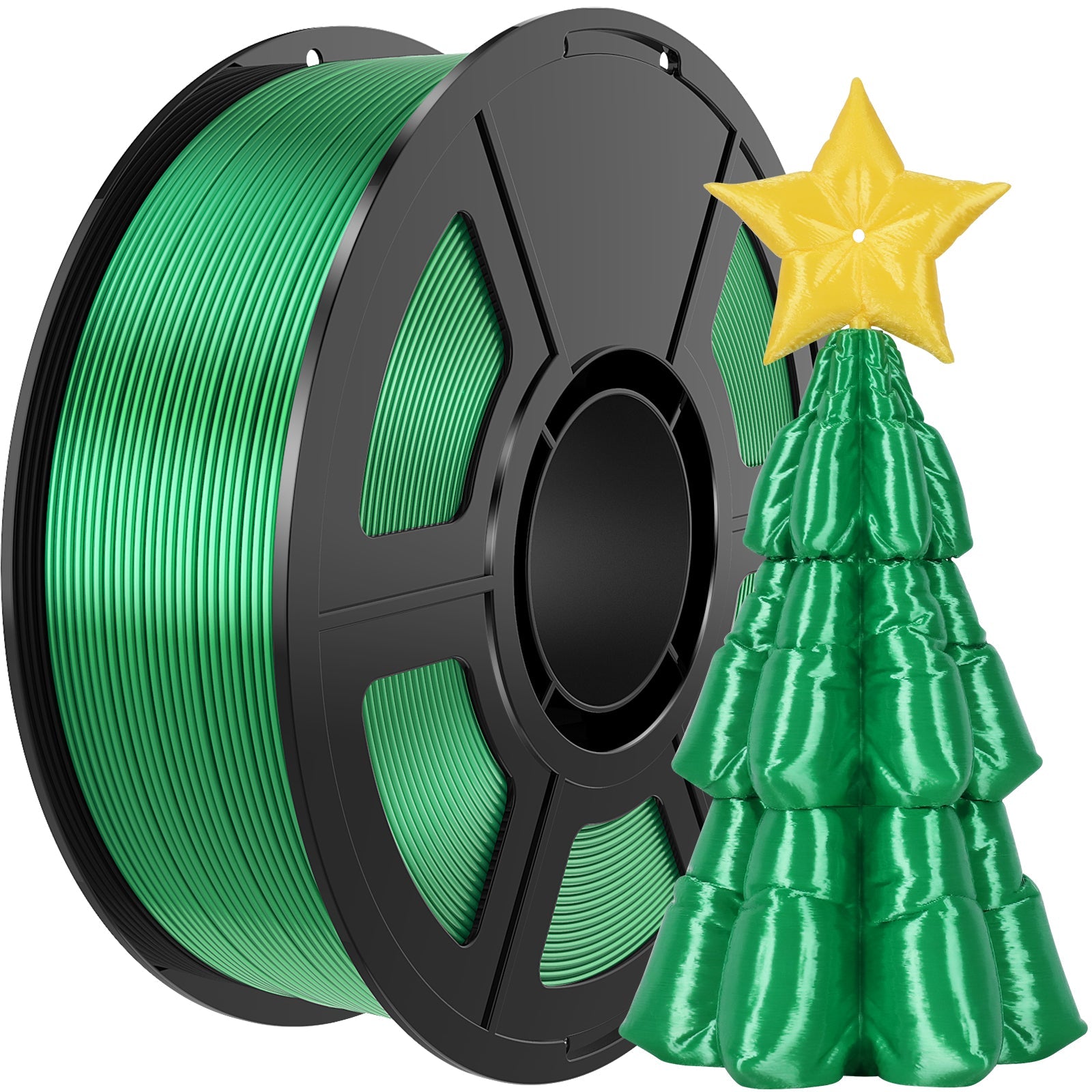 iWish3D Silk Green PLA Filament 1.75mm, Shiny Silk PLA 3D Printer Filament High Speed & Clog-Free, Accuracy +/- 0.03mm, 1kg(2.2lb), Fits for Most FDM 3D Printers