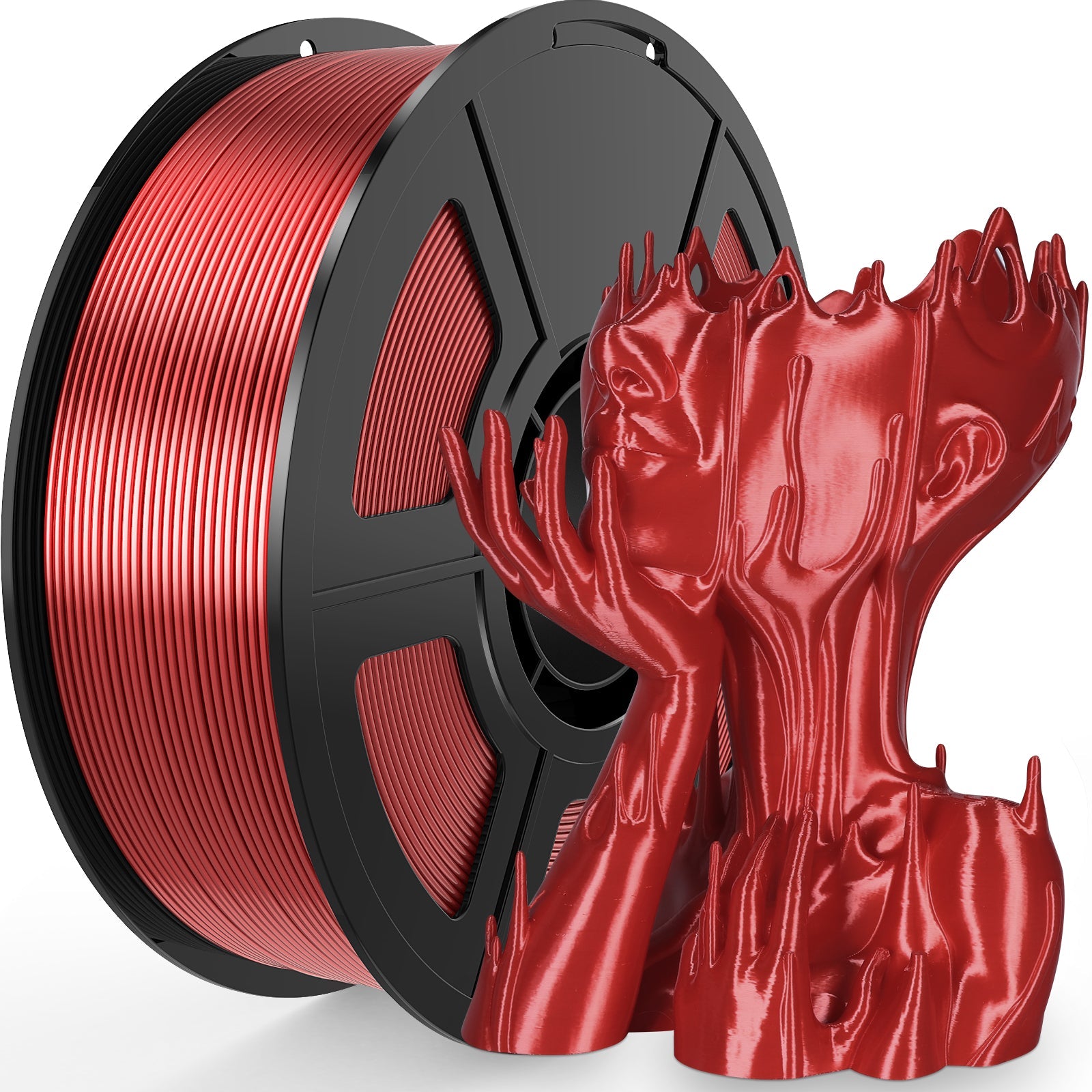 iWish3D Silk Red PLA Filament 1.75mm, Shiny Silk PLA 3D Printer Filament High Speed & Clog-Free, Accuracy +/- 0.03mm, 1kg(2.2lb), Fits for Most FDM 3D Printers