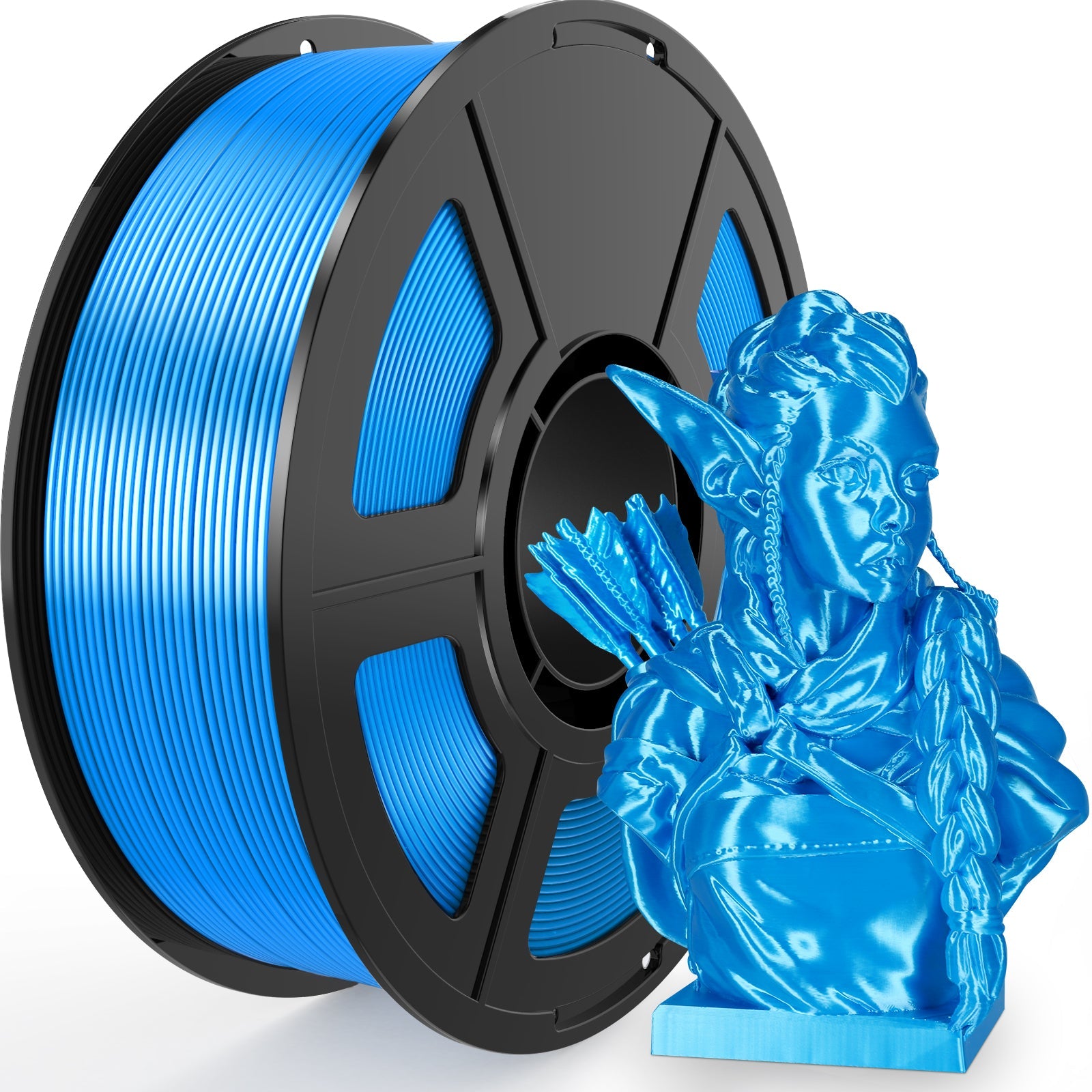 iWish3D Sky Blue Silk PLA Filament 1.75mm, Shiny Silk PLA 3D Printer Filament High Speed & Clog-Free, Dimensional Accuracy +/- 0.03mm, 1kg(2.2lb), Fits for Most FDM 3D Printers