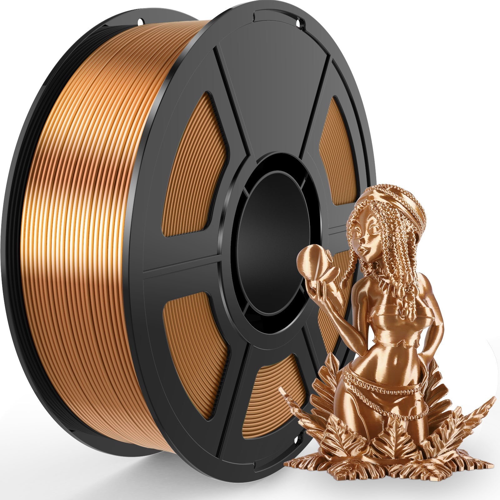iWish3D Silk Red Copper PLA Filament 1.75mm, Shiny Silk PLA 3D Printer Filament High Speed & Clog-Free, Dimensional Accuracy +/- 0.03mm, 1kg(2.2lb), Fits for Most FDM 3D Printers