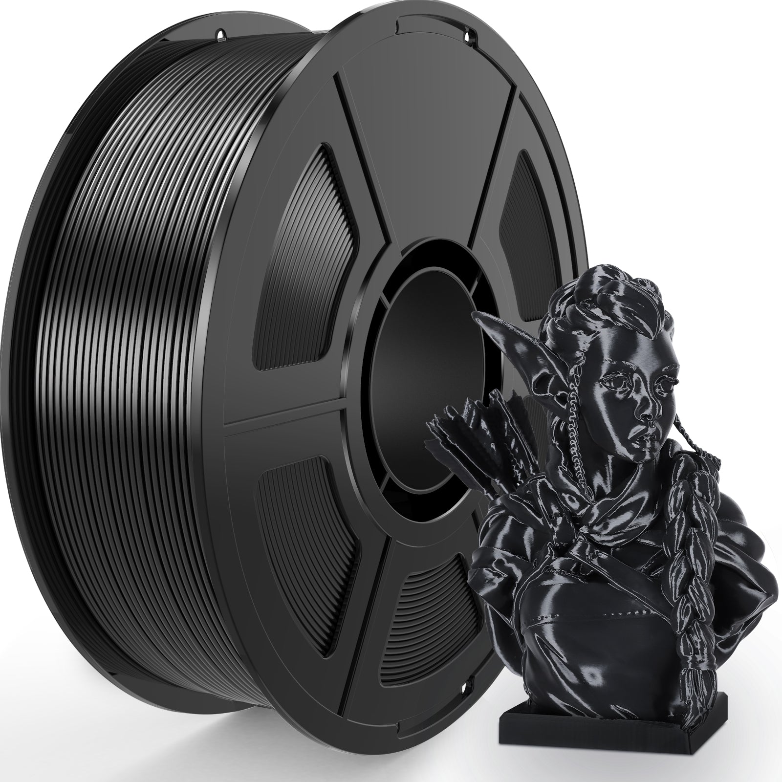 iWish3D Silk Black PLA Filament 1.75mm, Shiny Silk PLA 3D Printer Filament High Speed & Clog-Free, Dimensional Accuracy +/- 0.03mm, 1kg(2.2lb), Fits for Most FDM 3D Printers